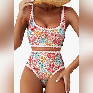 Women's Bikini Sets Floral Print 2 Piece Swimsuits High Waisted